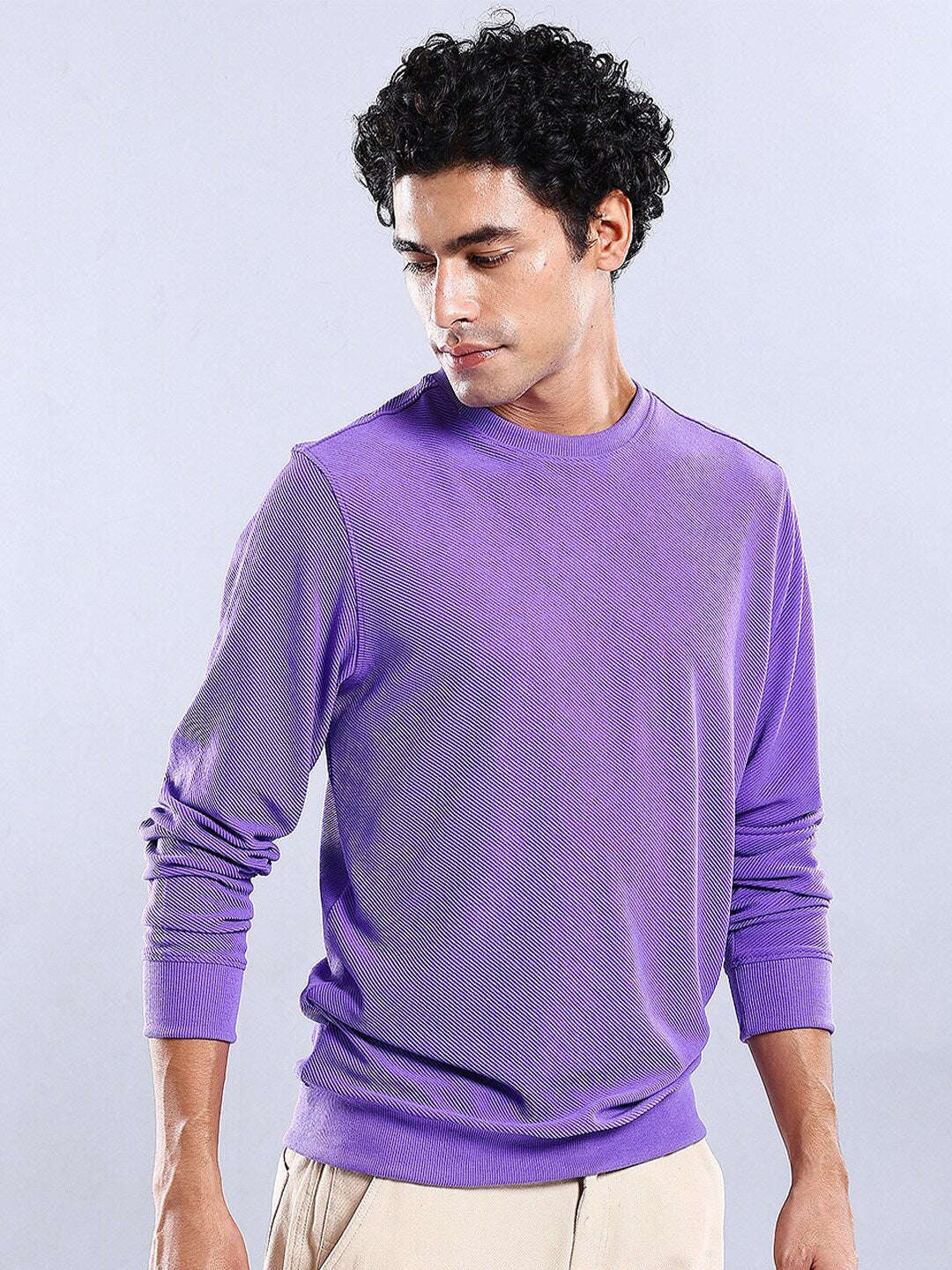 Shop Men's Textured Regular Fit Sweatshirt Online.