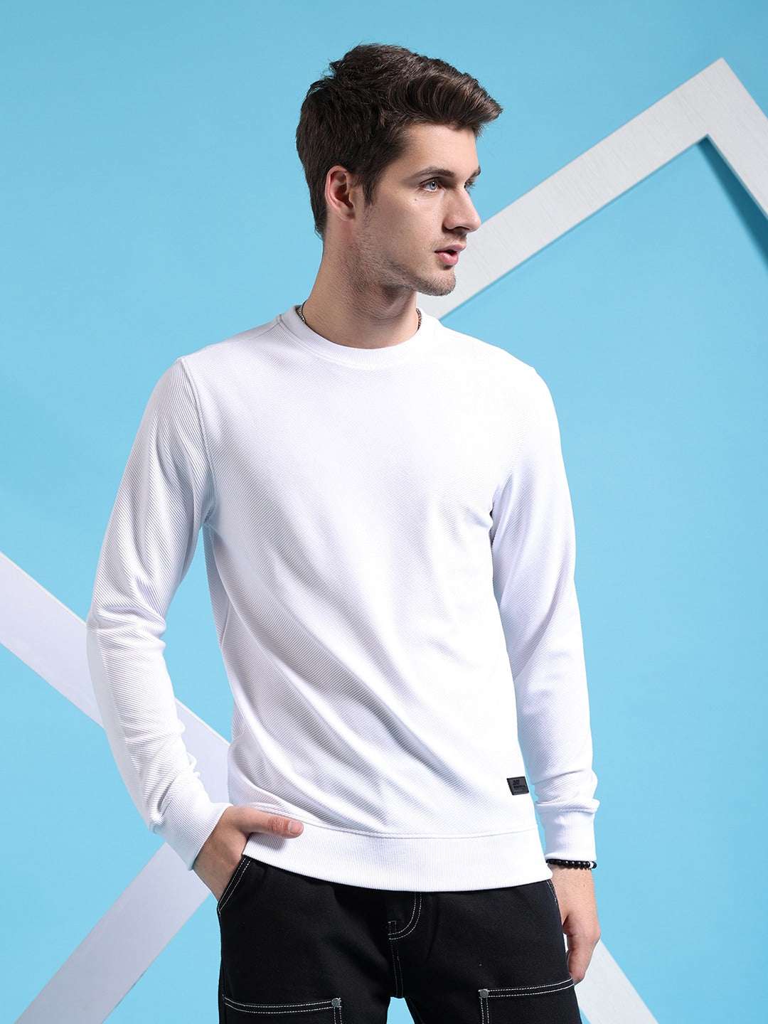 Shop Men's Textured Regular Fit Sweatshirt Online.