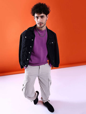 Shop Men's Solid Regular Fit Sweatshirt Online.