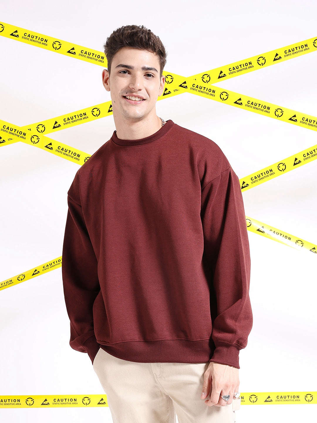 Shop Men's Solid Oversized Sweatshirt Online.