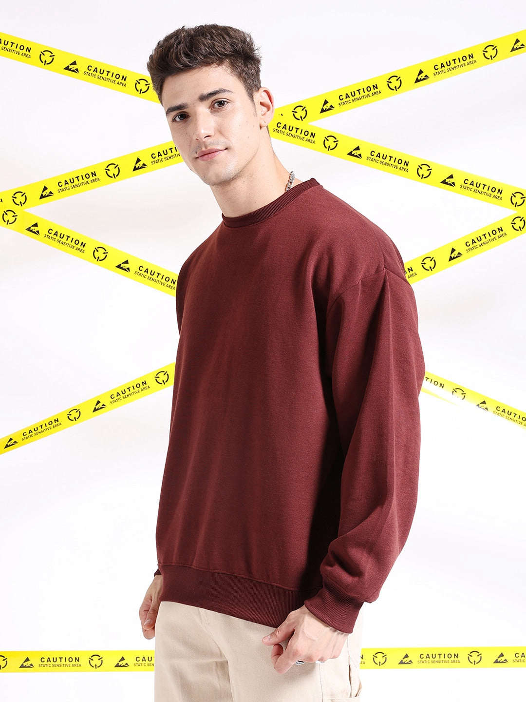 Shop Men's Solid Oversized Sweatshirt Online.