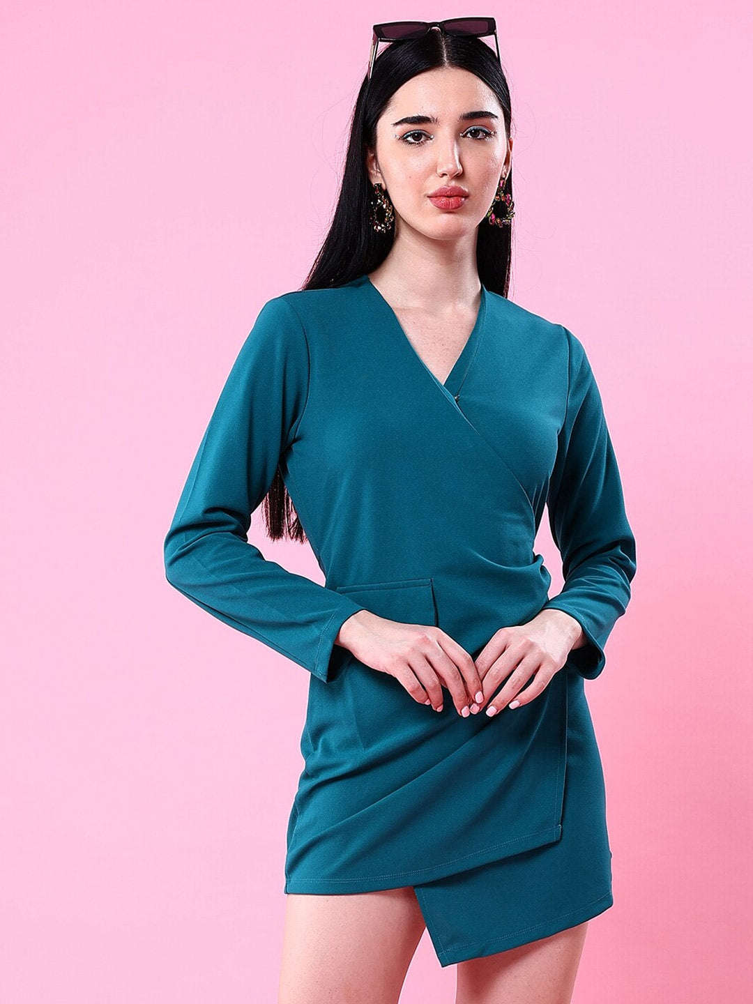 Shop Women Fitted Wrap Dress Online.