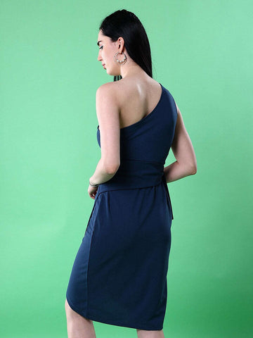 Shop Women Fitted One Shoulder Wrap Dress Online.