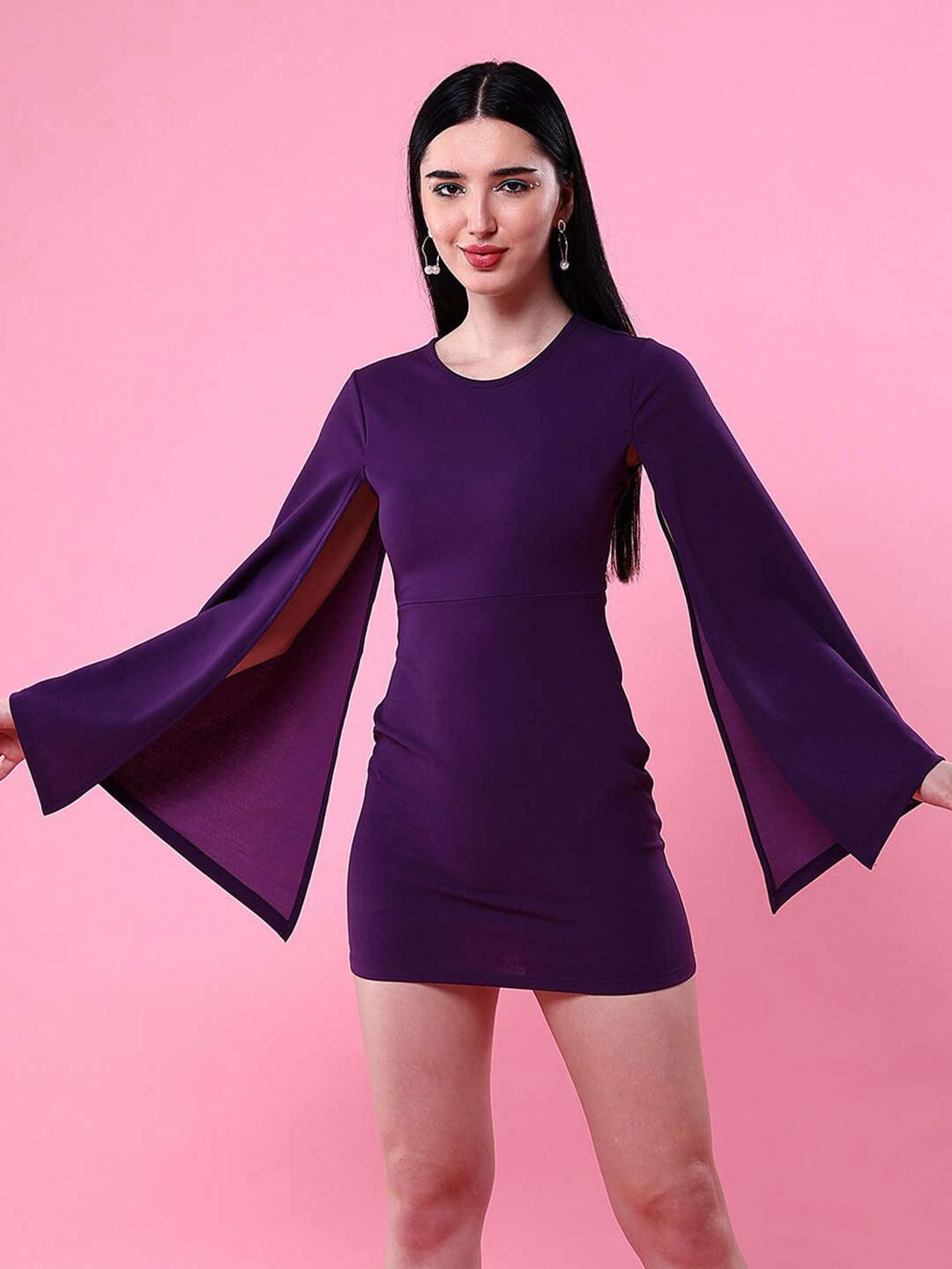 Shop Women Cape Sleeve Bodycon Dress Online.