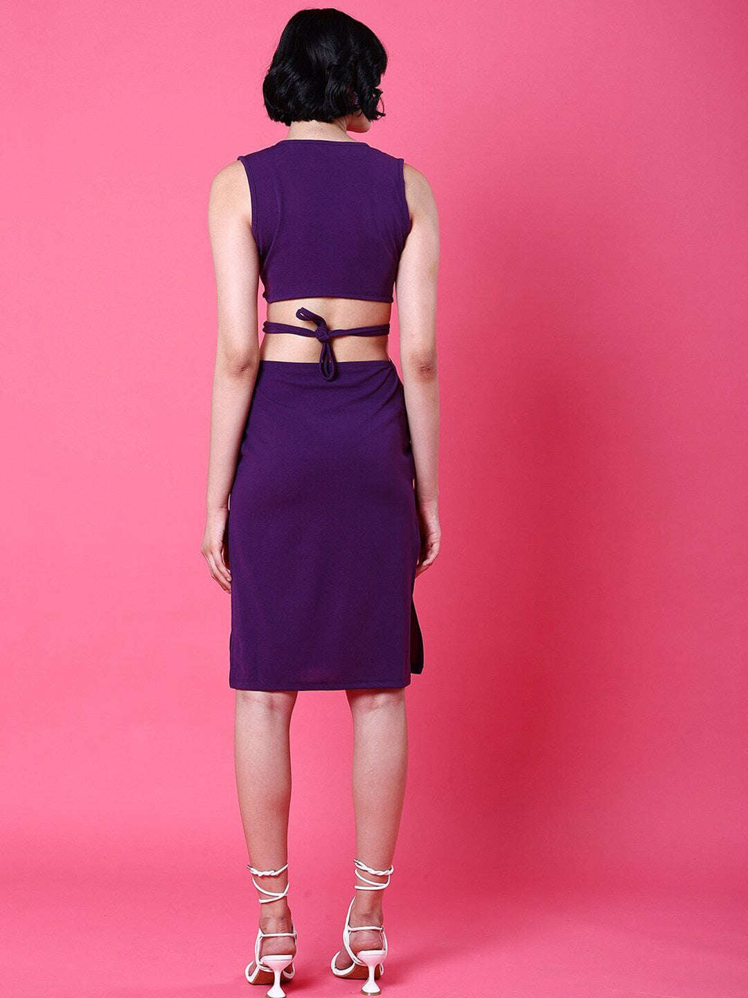 Shop Women Waist Cut Out Tie Up Bodycon Dress Online.