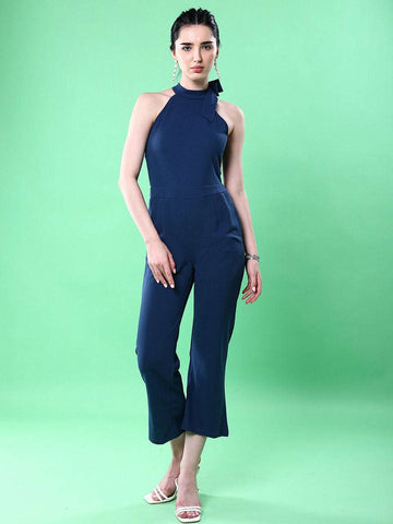 Shop Women One Shoulder Tie Up Jumpsuit Online.