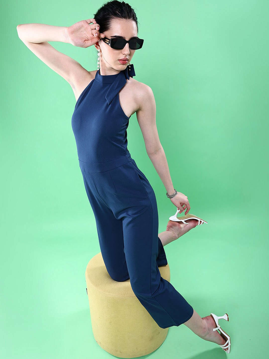 Shop Women One Shoulder Tie Up Jumpsuit Online.