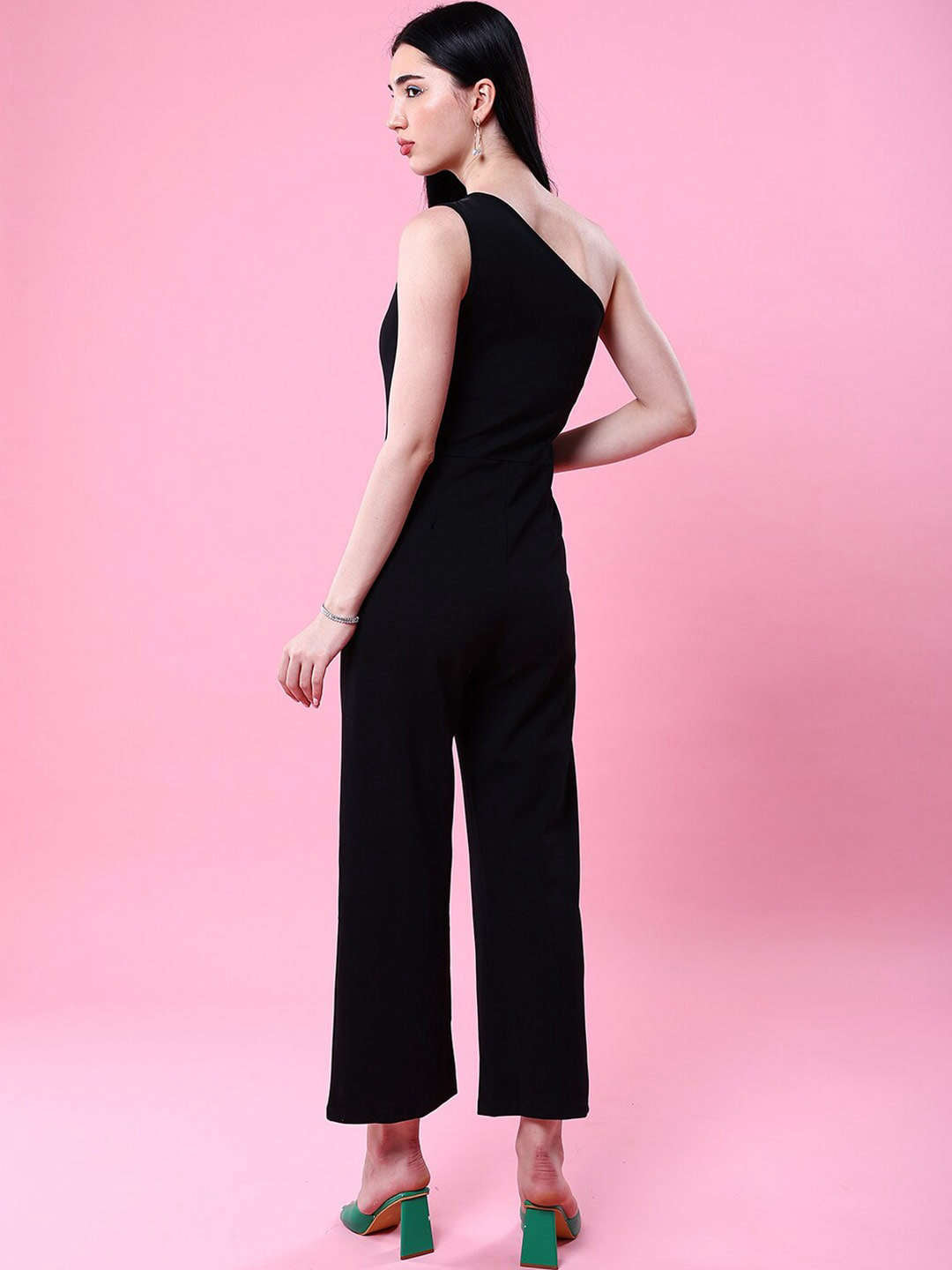 Shop Women Fitted One Shoulder Flare Jumpsuit Online.