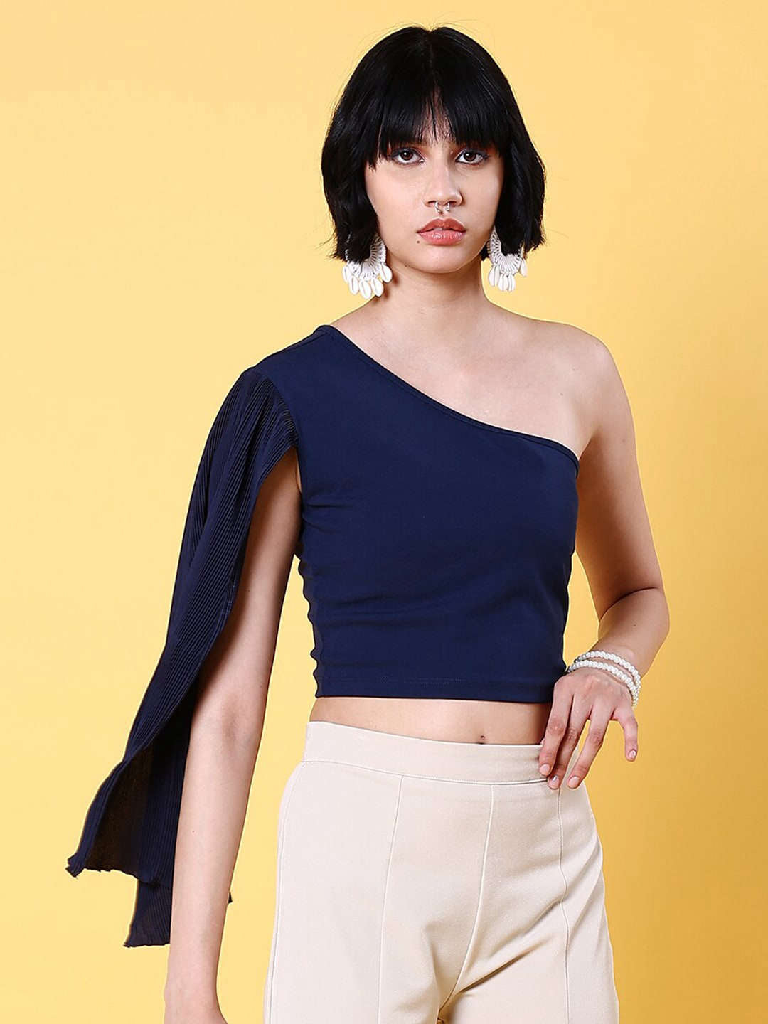 Shop Women Fitted One Shoulder Top Online.