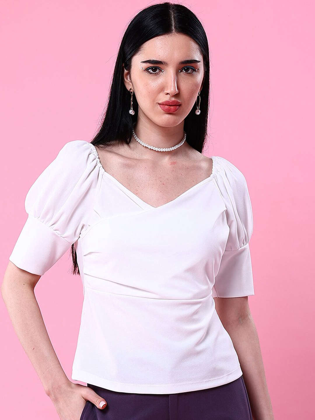 Shop Women Fitted Fitted Wrap Top Online.