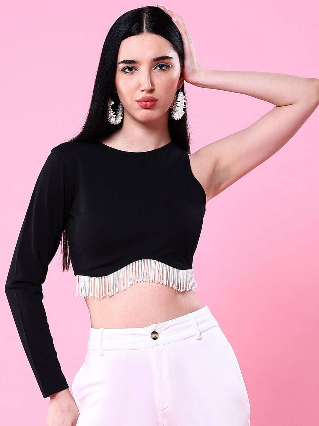 Shop Women Embellished Fitted Crop Top Online.