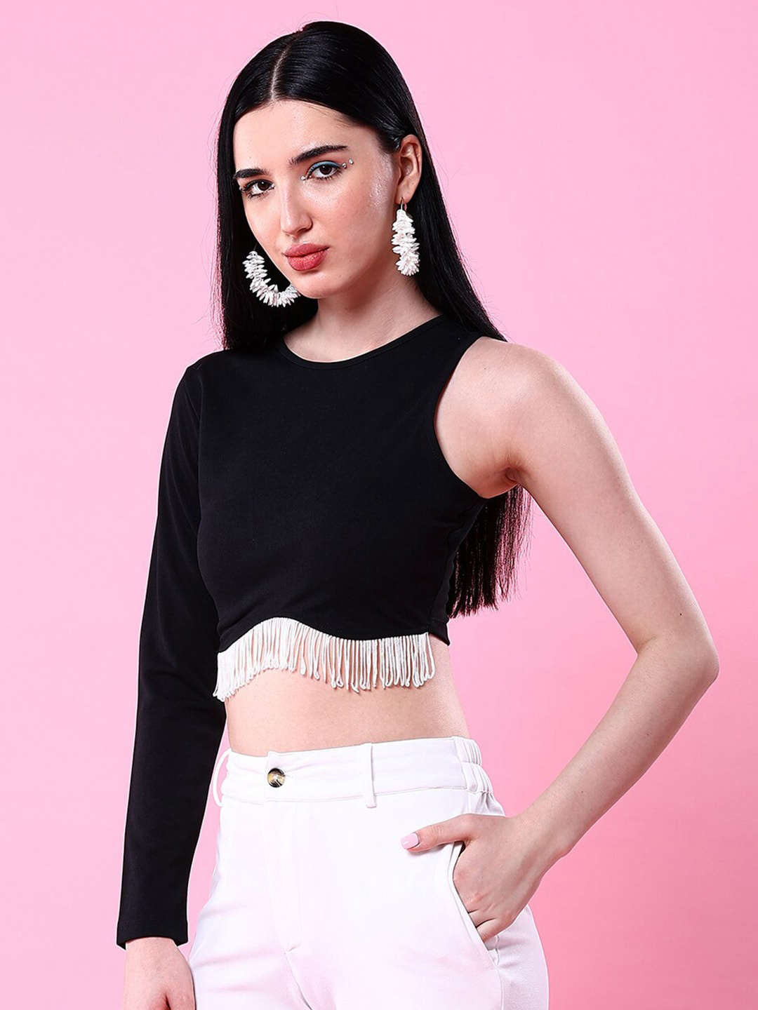 Shop Women Embellished Fitted Crop Top Online.