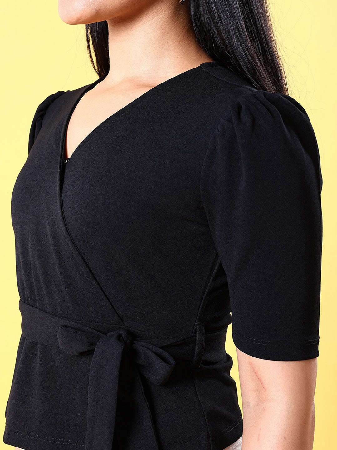 Shop Women Puff Sleeves Wrap Top Online.