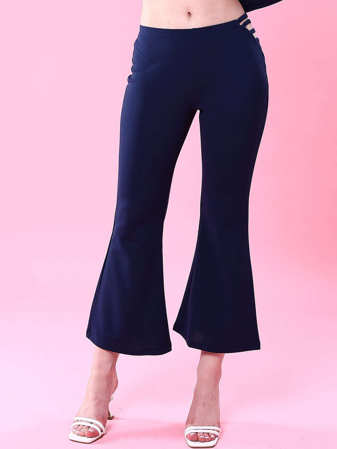 Shop Women Bootcut Pant With Waist Strings Online.