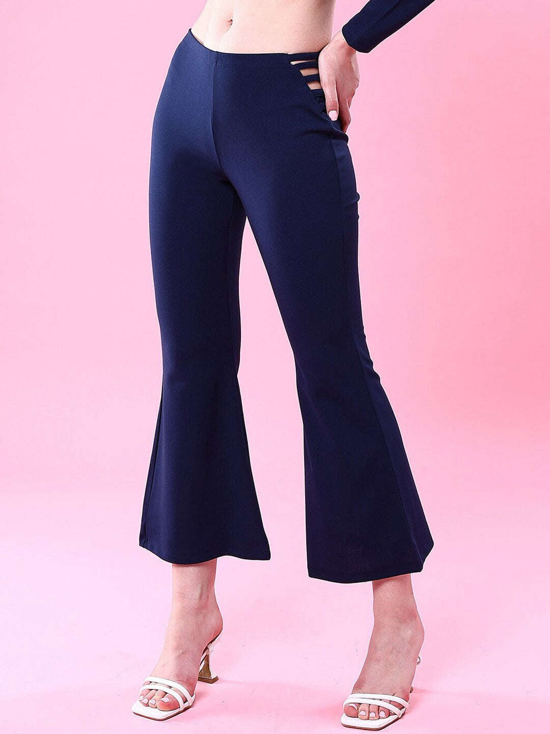 Shop Women Bootcut Pant With Waist Strings Online.