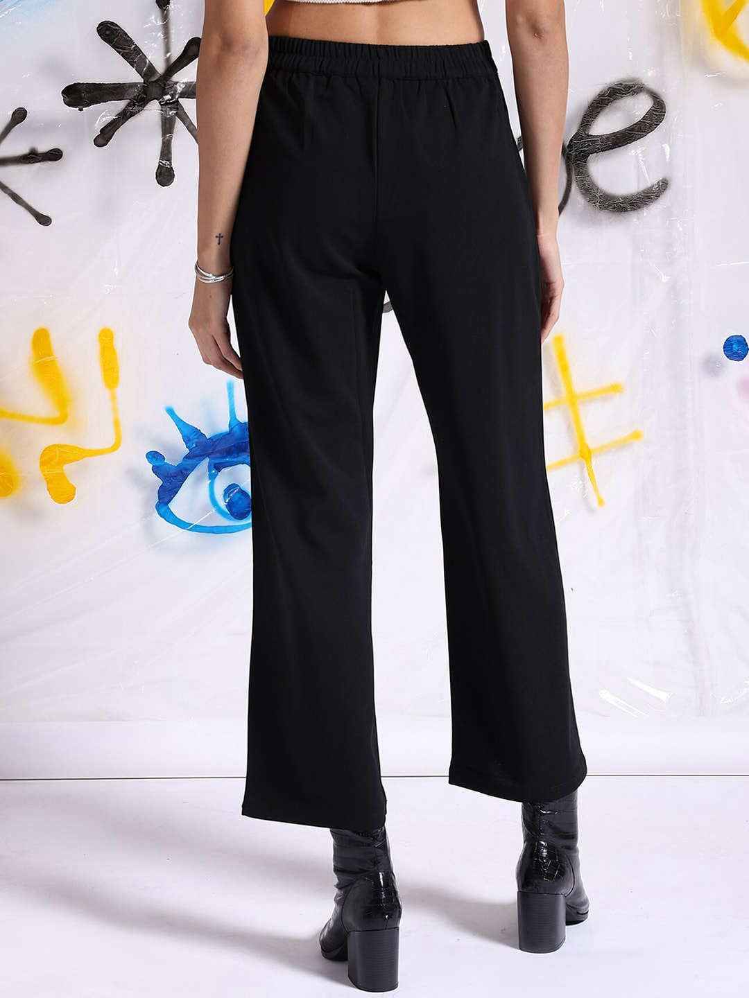 Shop Women Solid Wide Leg Trouser Online.