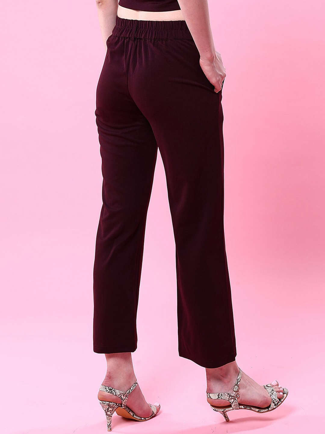 Shop Women Solid Wide Leg Trouser Online.