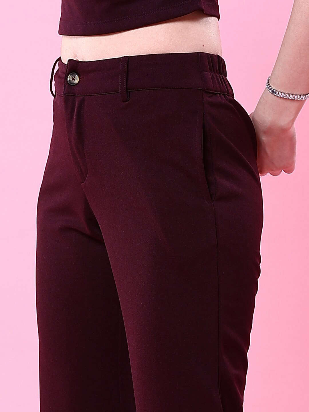 Shop Women Solid Wide Leg Trouser Online.