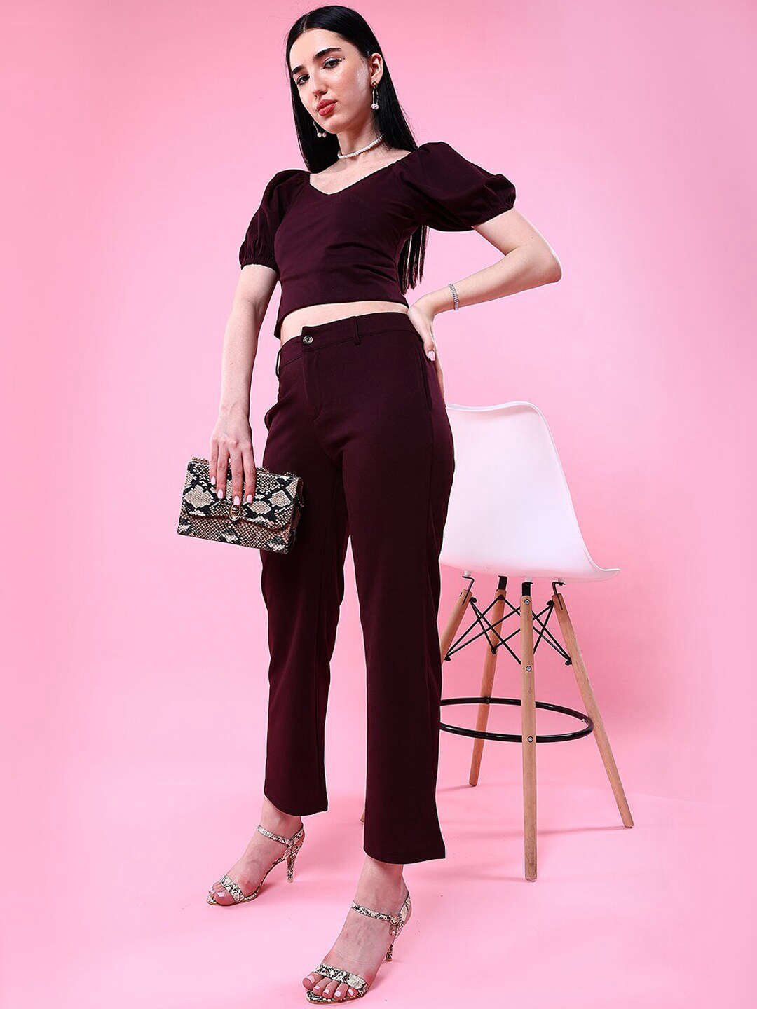 Shop Women Solid Wide Leg Trouser Online.