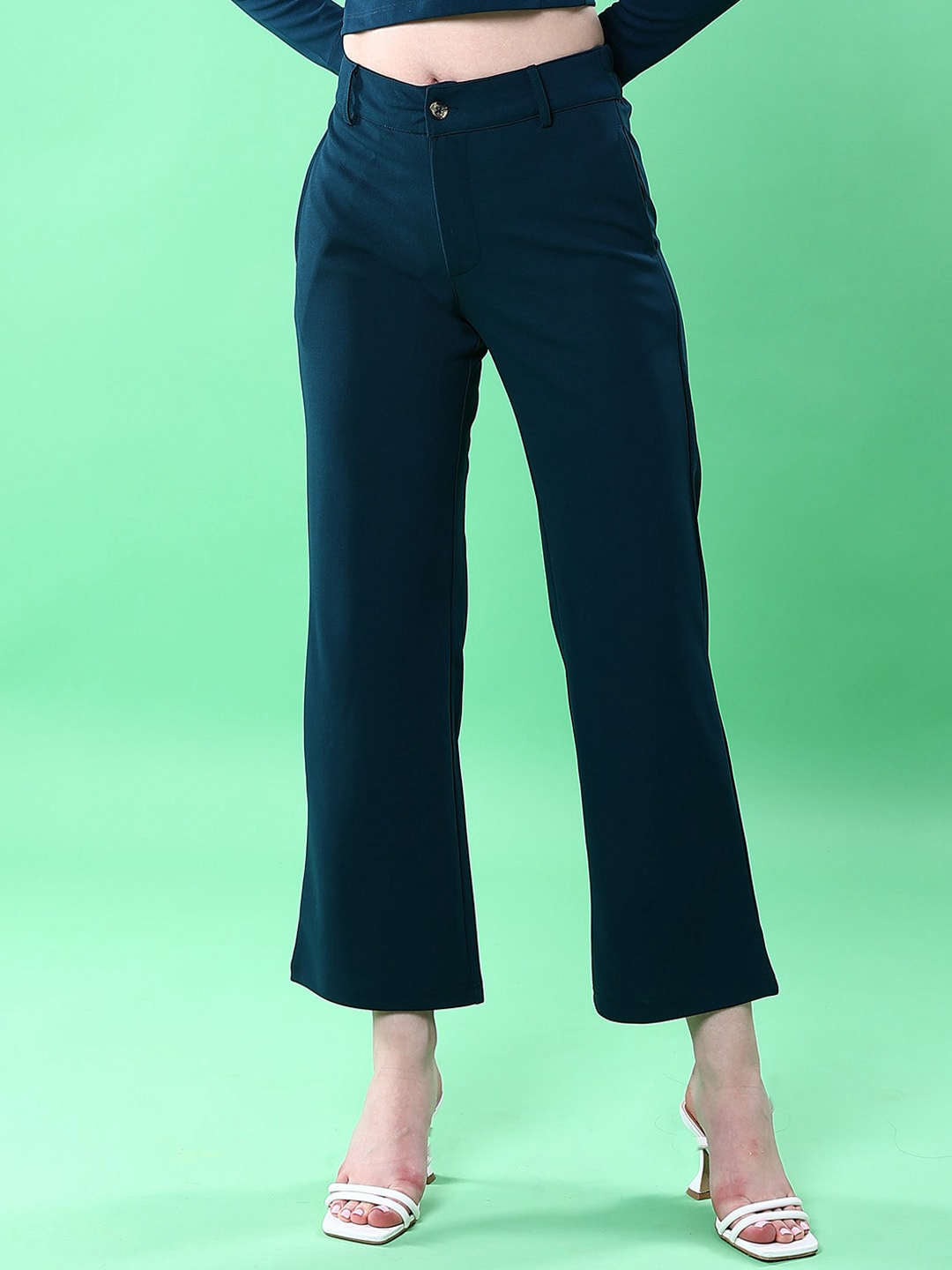 Shop Women Solid Wide Leg Trouser Online.