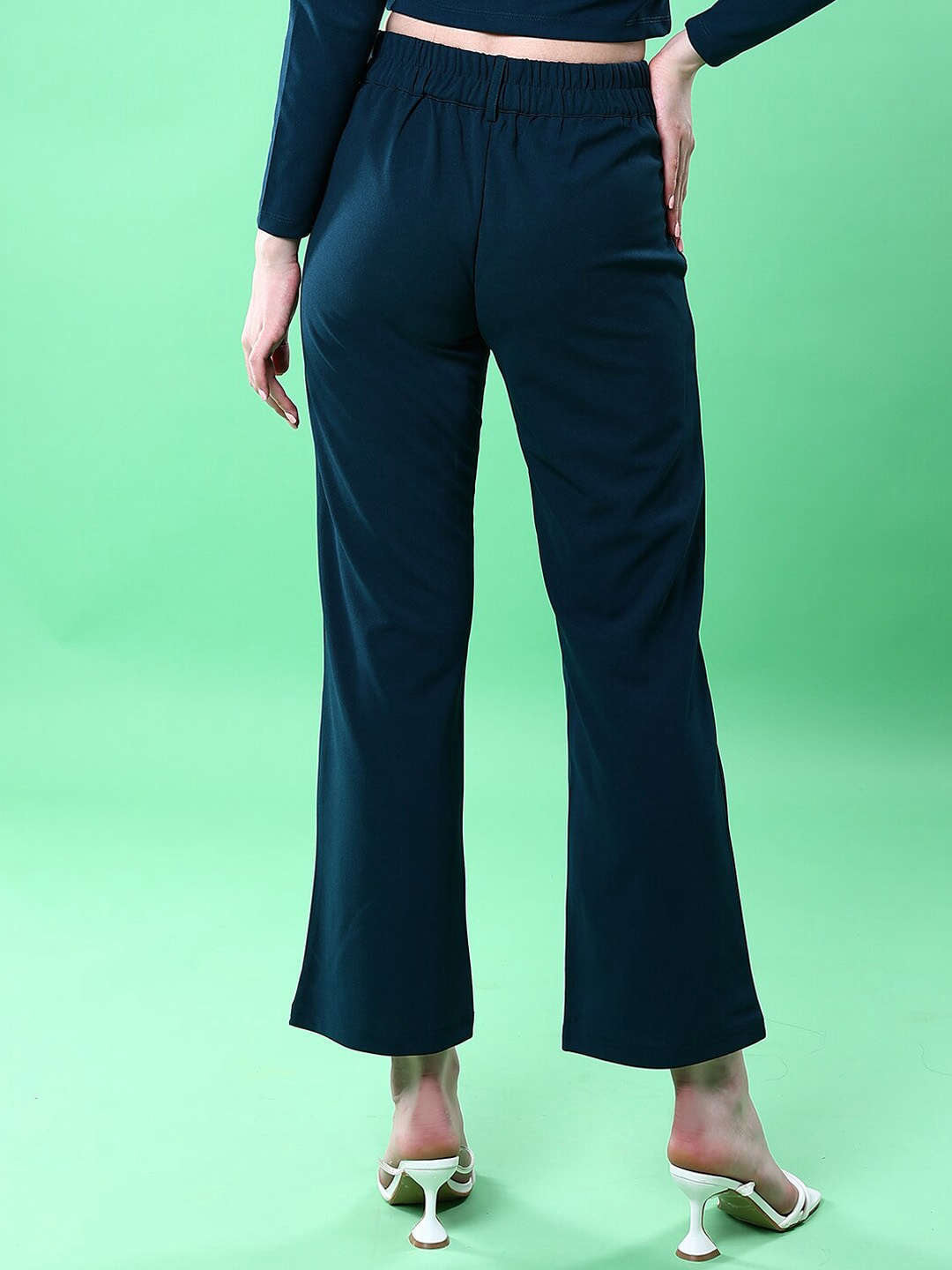 Shop Women Solid Wide Leg Trouser Online.