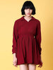 Shop Women Corduroy Elasticated V-Neck Dress Online.