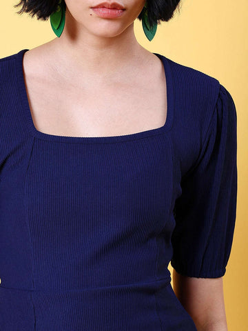 Shop Women Fitted Corduroy Puff Sleeve Dress Online.