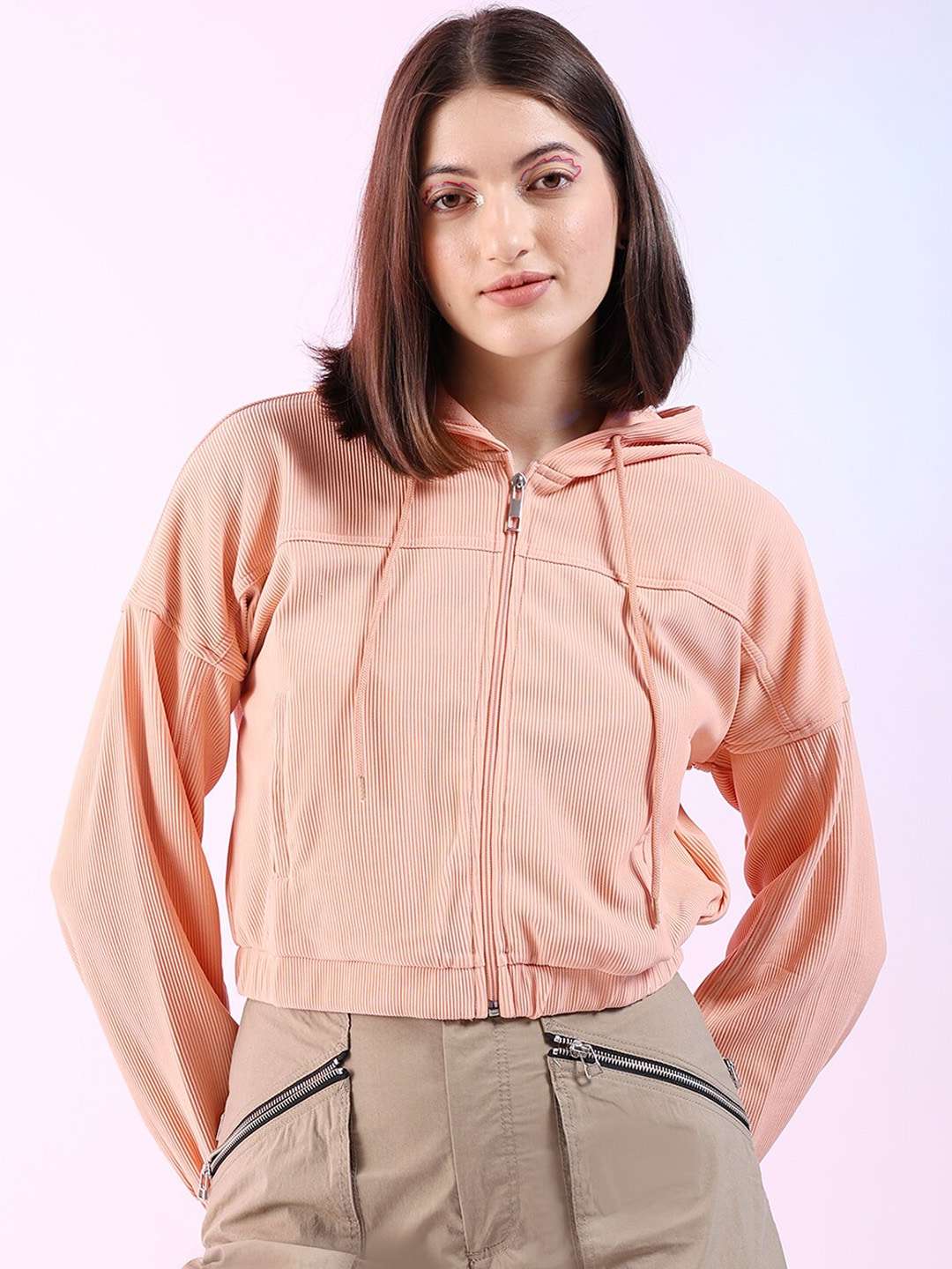 Shop Women Corduroy Hooded Jacket Online.