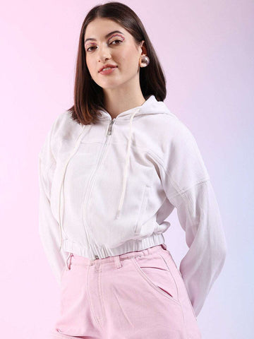 Shop Women Corduroy Hooded Jacket Online.