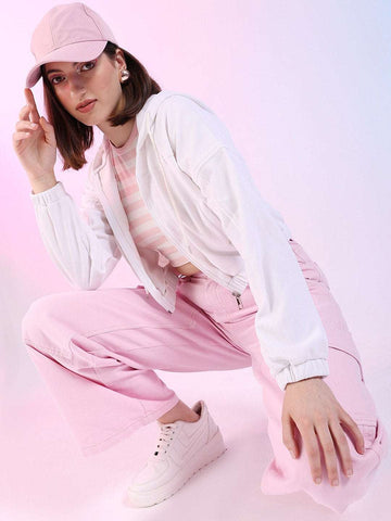 Shop Women Corduroy Hooded Jacket Online.