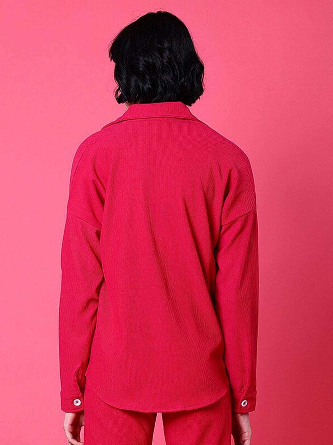 Shop Women Corduroy Cargo Pocket Oversized Shirt Online.