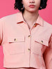 Shop Women Patch Pocket Corduroy Crop Shirt Online.