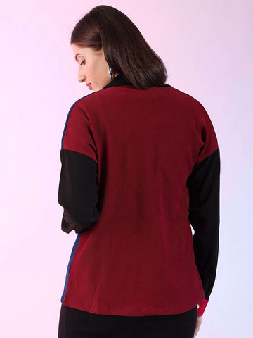 Shop Women Boxy Corduroy Colorblock Shirt Online.