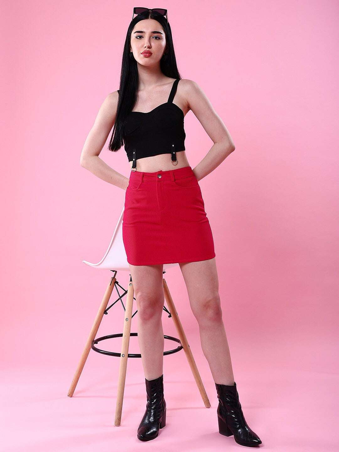 Shop Women Fitted Corduroy Mini Skirt Online.