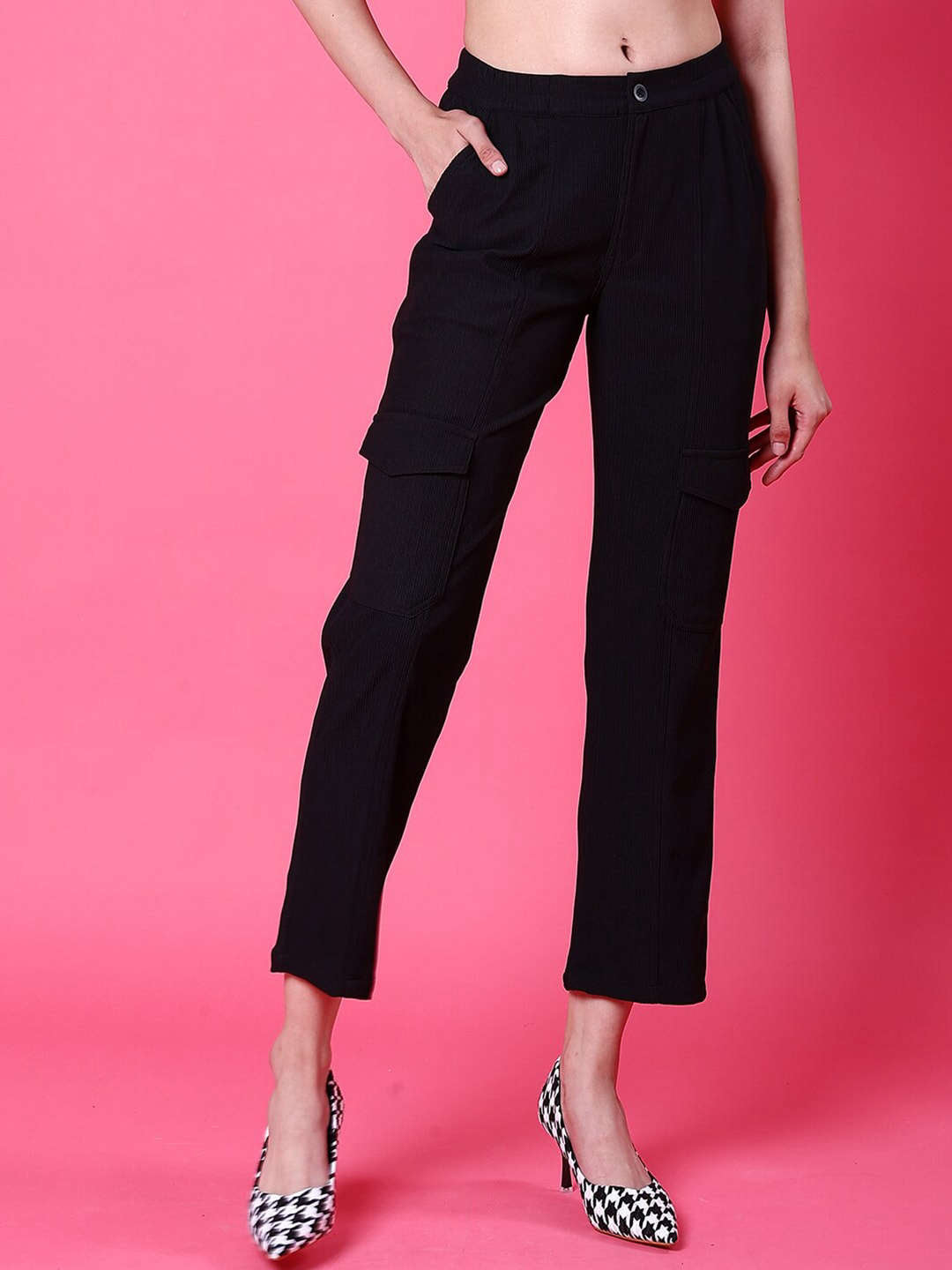 Shop Women Cargo Pocket Corduroy Flare Pant Online.