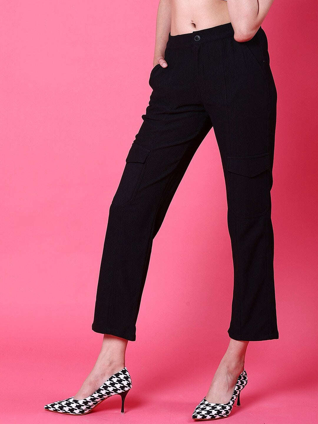 Shop Women Cargo Pocket Corduroy Flare Pant Online.