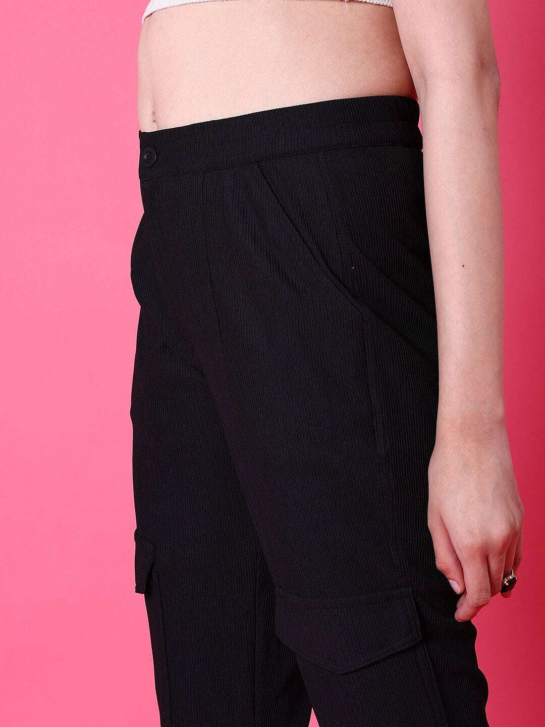 Shop Women Cargo Pocket Corduroy Flare Pant Online.