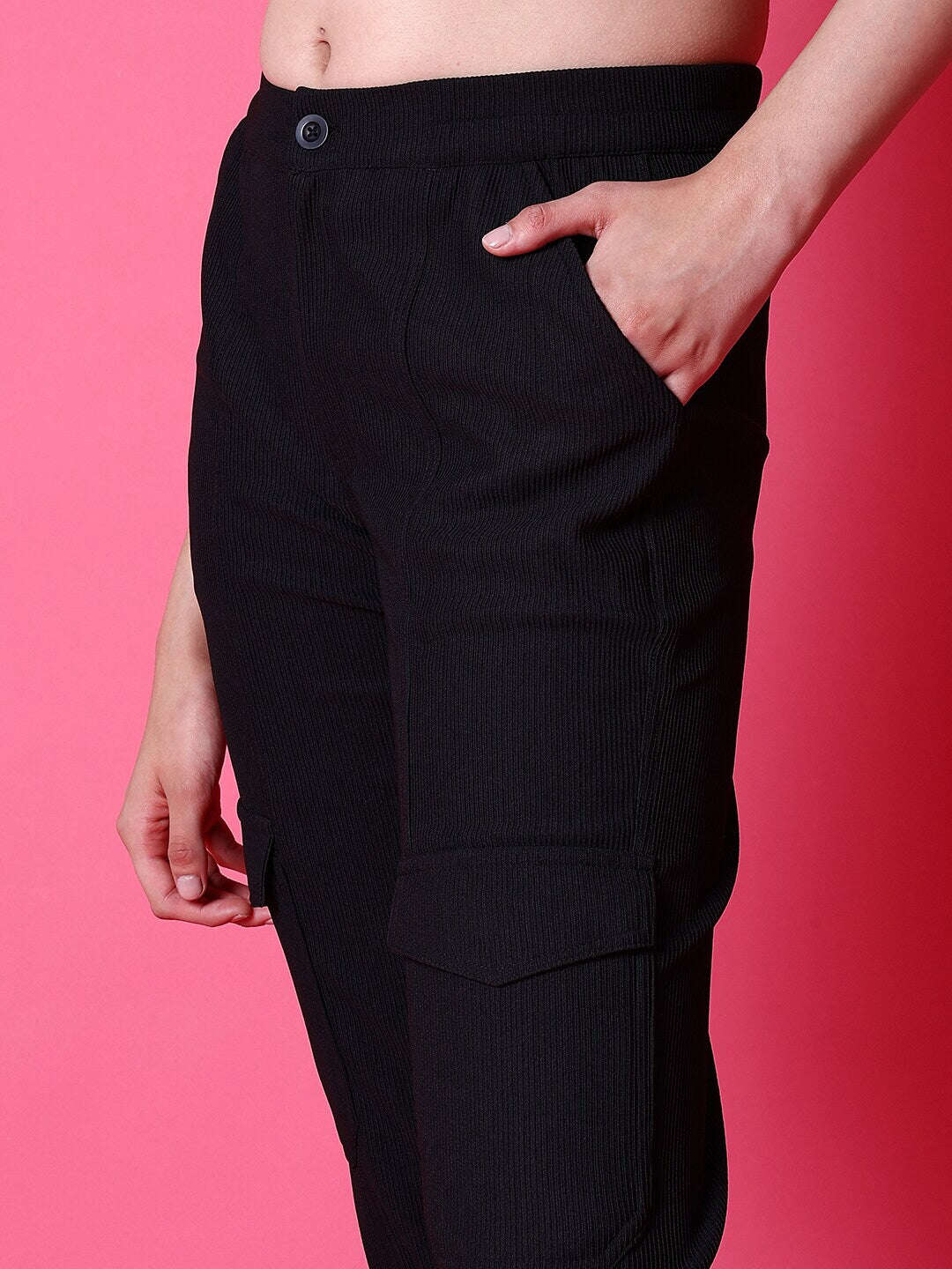 Shop Women Cargo Pocket Corduroy Flare Pant Online.