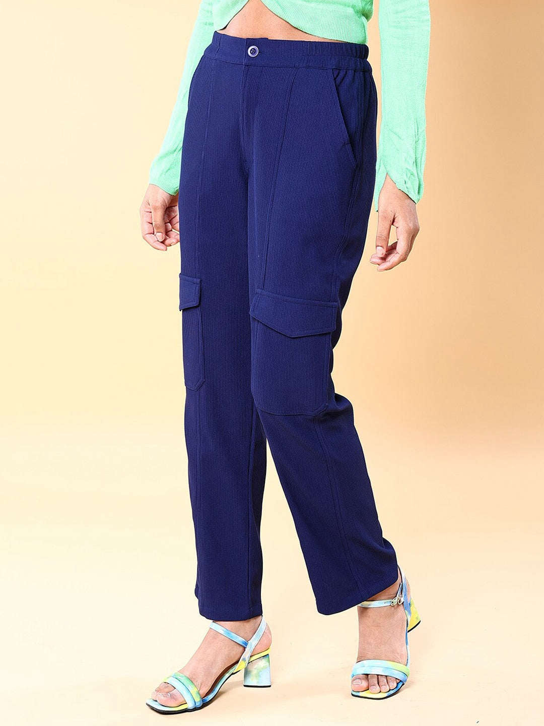 Shop Women Cargo Pocket Corduroy Flare Pant Online.