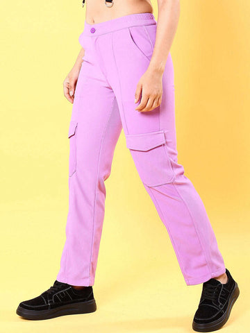 Shop Women Cargo Pocket Corduroy Flare Pant Online.
