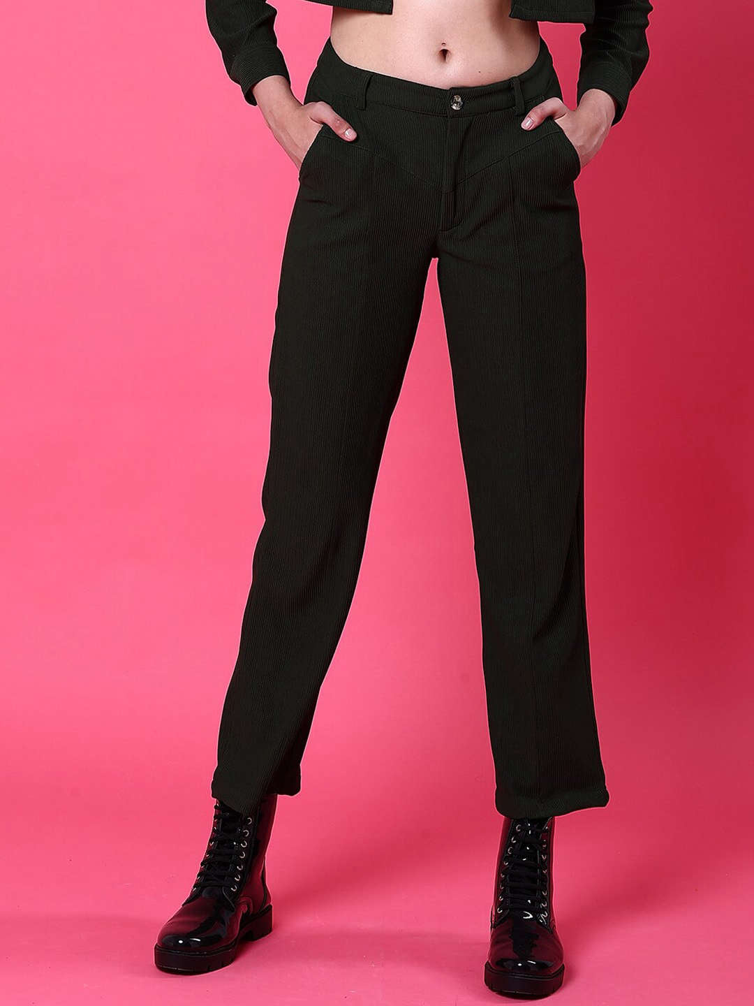 Shop Women Cut And Sew Tapered Corduroy Pant Online.