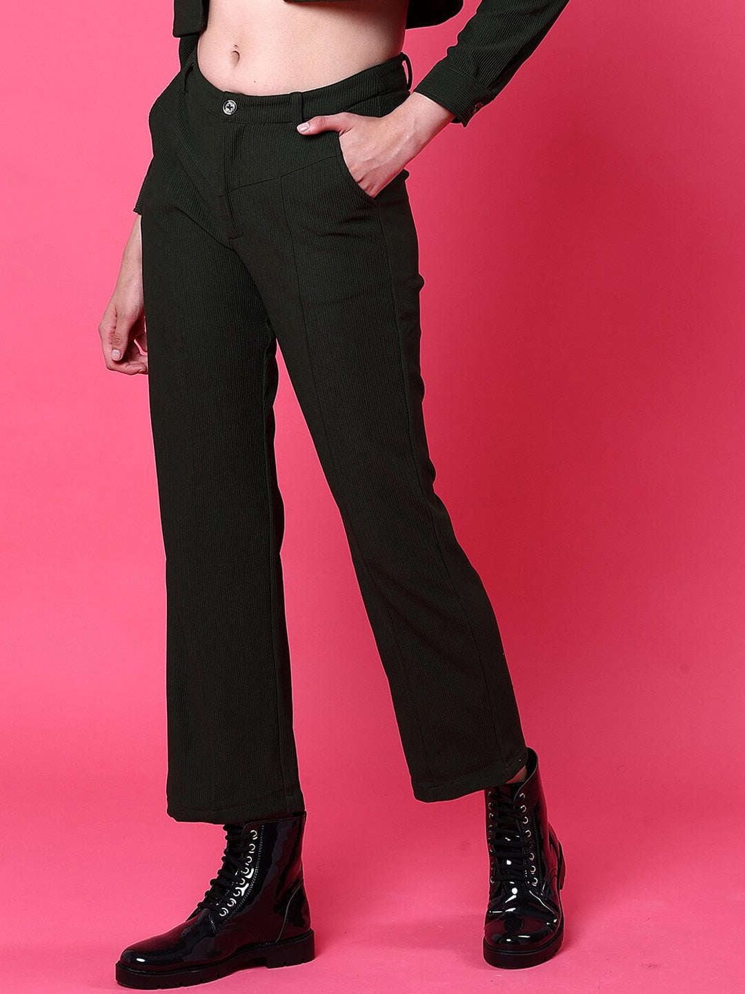 Shop Women Cut And Sew Tapered Corduroy Pant Online.