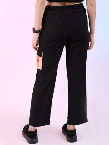 Shop Women Corduroy Colorblock Cargo Pocket Pant Online.