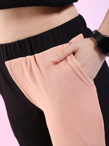 Shop Women Corduroy Colorblock Cargo Pocket Pant Online.
