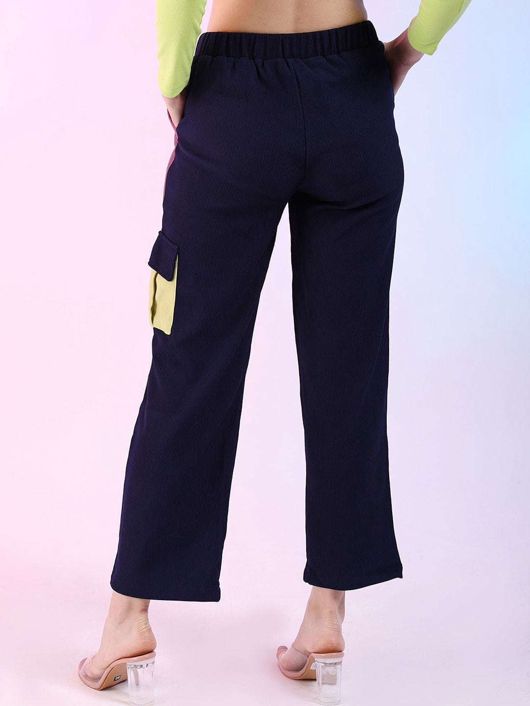 Shop Women Corduroy Colorblock Cargo Pocket Pant Online.