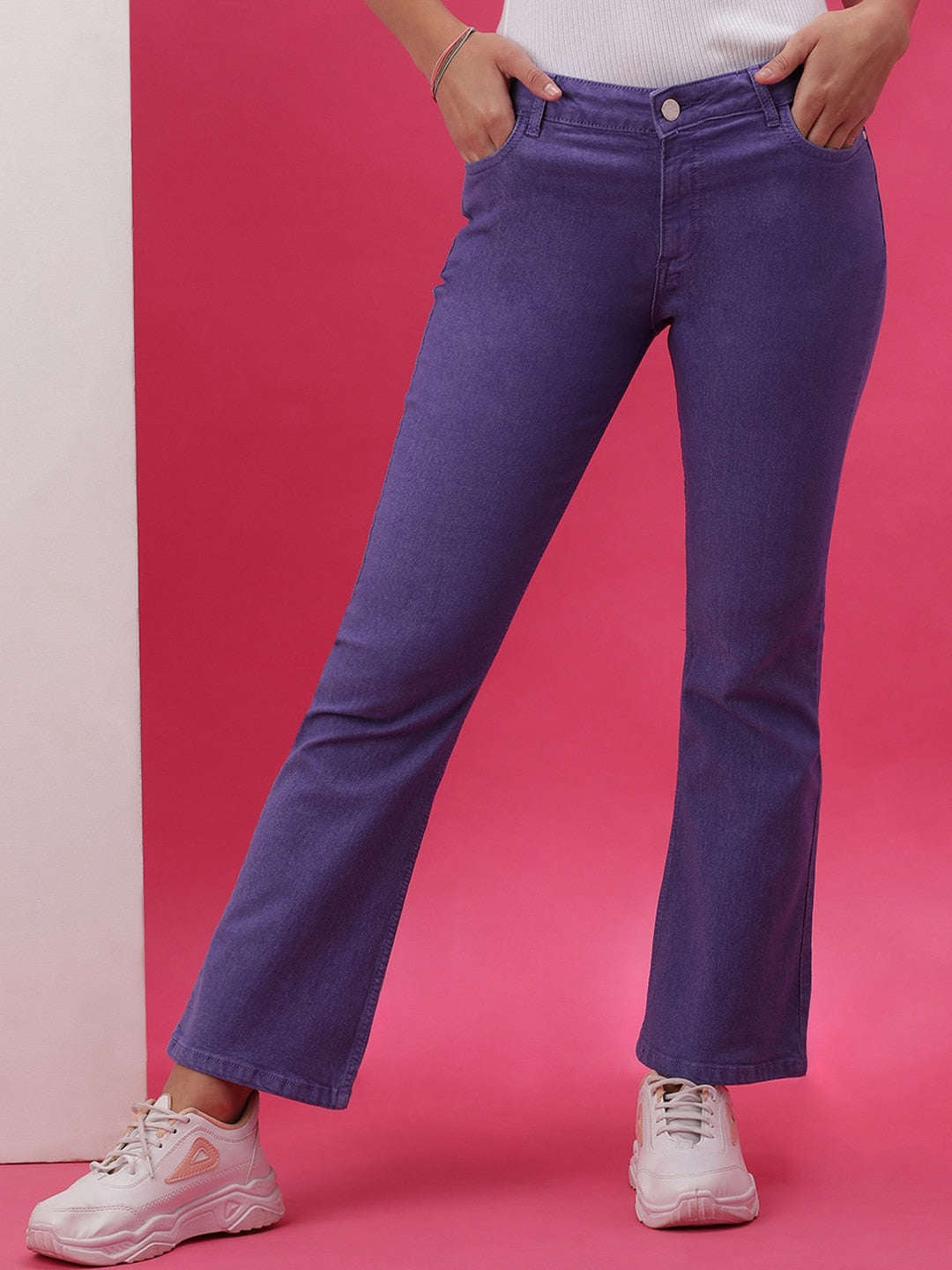 Shop Women Overdyed Bootcut Denim Jeans Online.