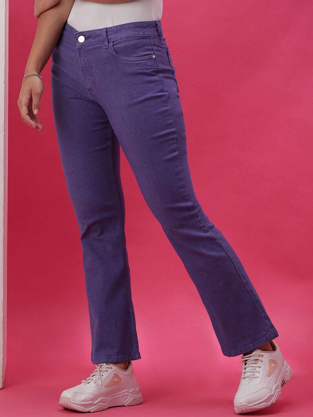 Shop Women Overdyed Bootcut Denim Jeans Online.