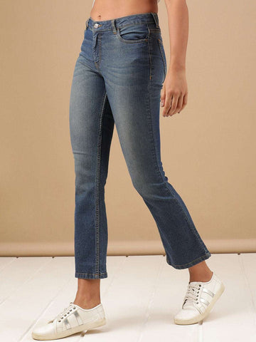 Shop Women Rag Wash Tinted Bootcut Denim Jeans Online.