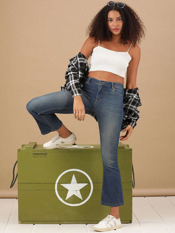 Shop Women Rag Wash Tinted Bootcut Denim Jeans Online.