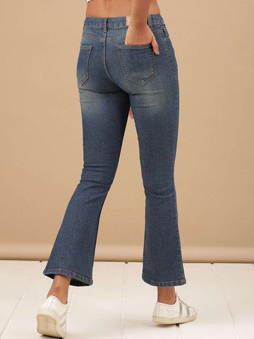 Shop Women Rag Wash Tinted Bootcut Denim Jeans Online.